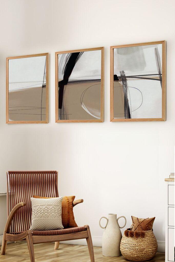 Wallity Set uokvirenih MDF slika Myk3013-2, 3 komada