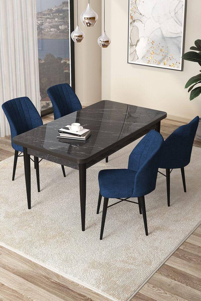 Hanah Home Set Trpezarijski sto i 4 stolice Arp, Tamnoplava