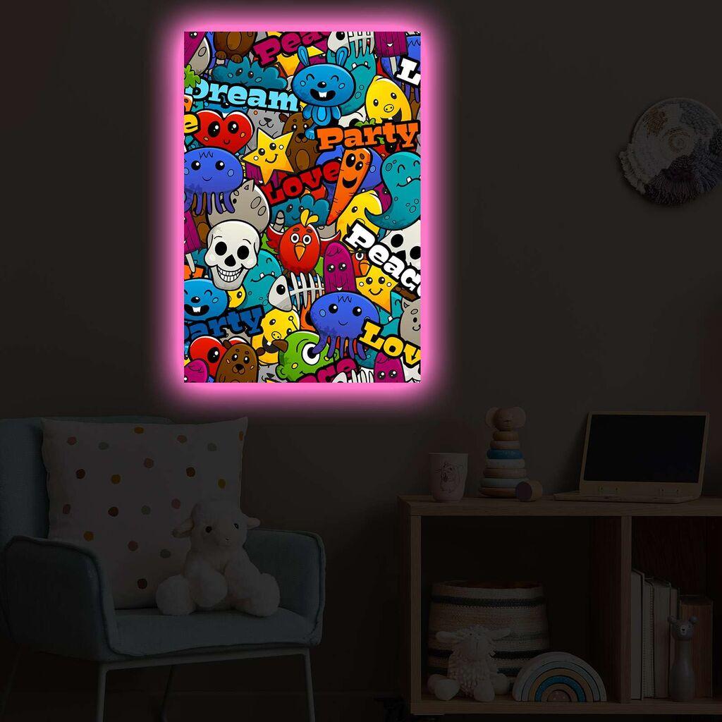 Zidna slika sa LED osvjetljenjem 4570POPARTDACT-010, 45x70 cm