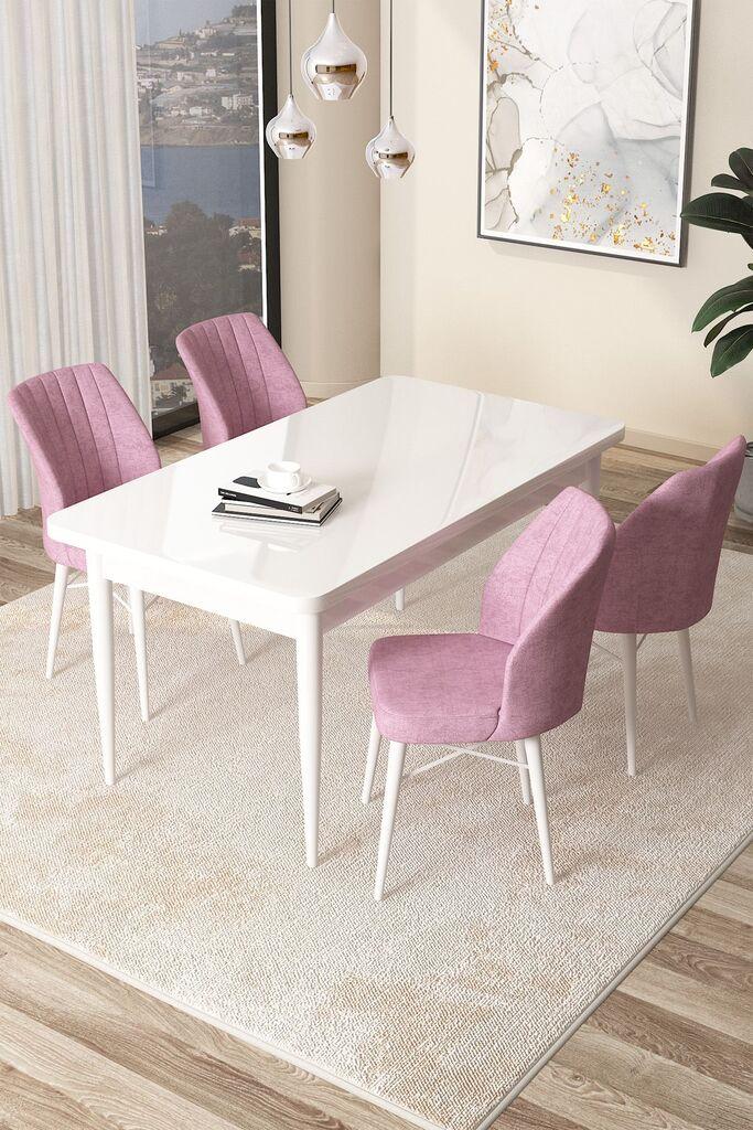 Hanah Home Set Trpezarijski sto i 4 stolice Arp, Bijelo-roza