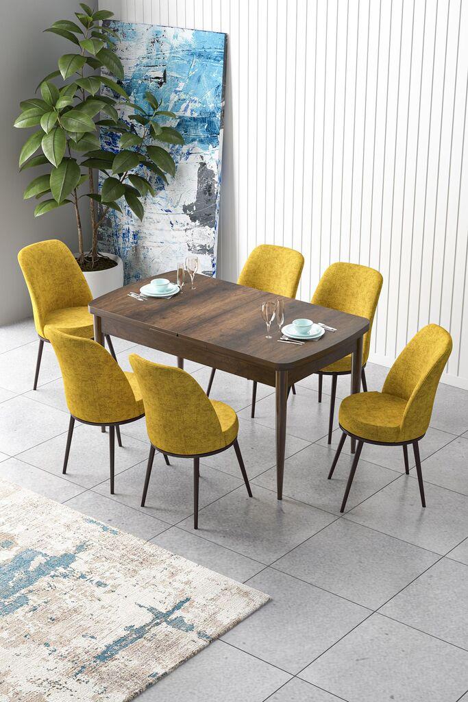 Hanah Home Set Trpezarijski sto i 6 stolica Zen, žuto-smeđa
