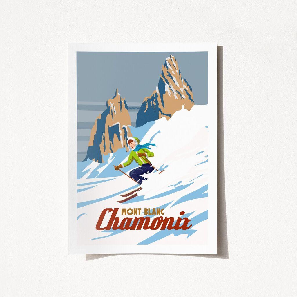 Poster Wallity Mont Blanc Chamonix-1951, 21x29,7 cm