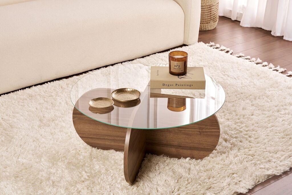 Nordure Klub sto Aeris, 75x35x75 cm, Orah-prozirni