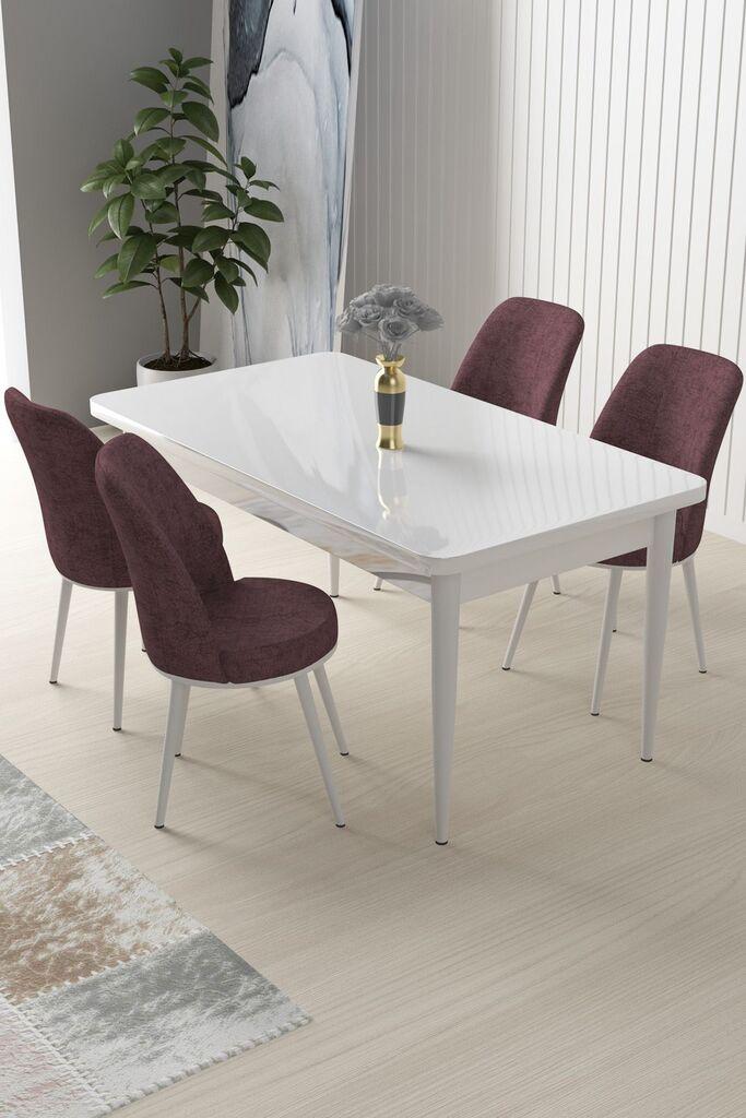 Hanah Home Set Trpezarijski sto i 4 stolice Nile, prljavo roze