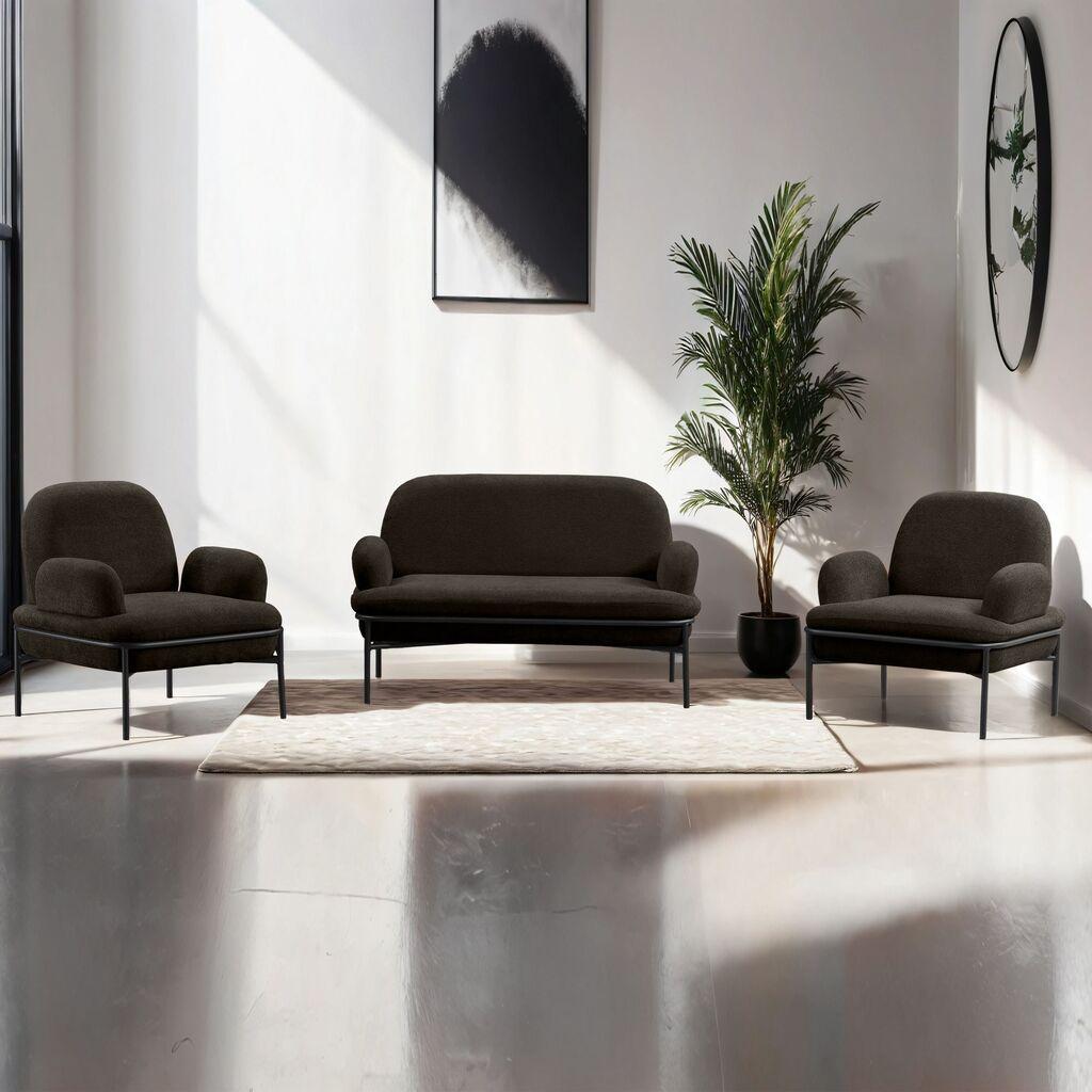 Atelier del Sofa Garnitura namještaja za dnevni boravak, 3 dijela Aster, antracit