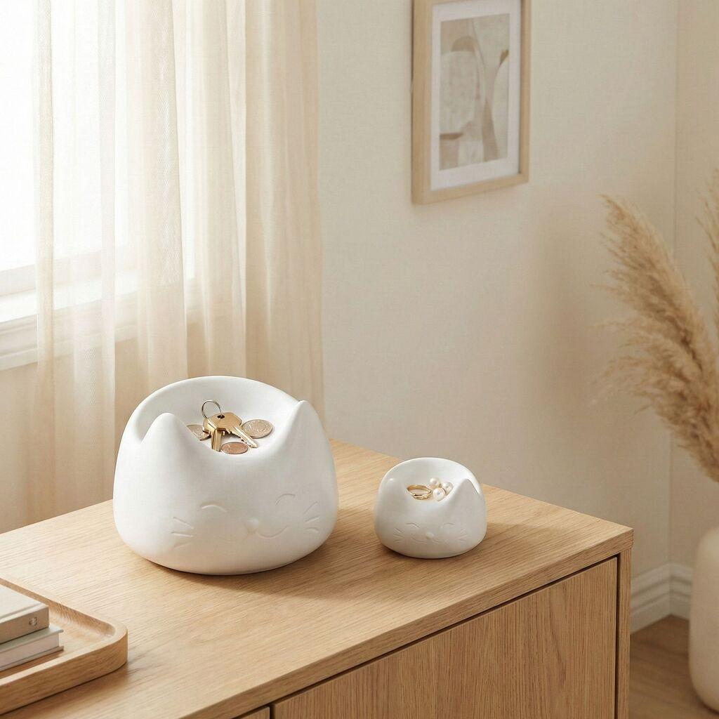 Aberto Design Set dekorativnih predmeta Cat 2, 2 komada, Bijeli