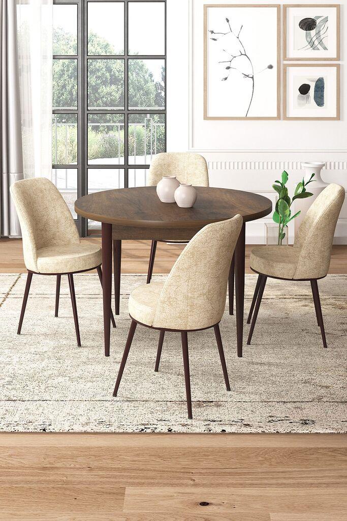 Hanah Home Set Trpezarijski sto i 4 stolice, bež-smeđa