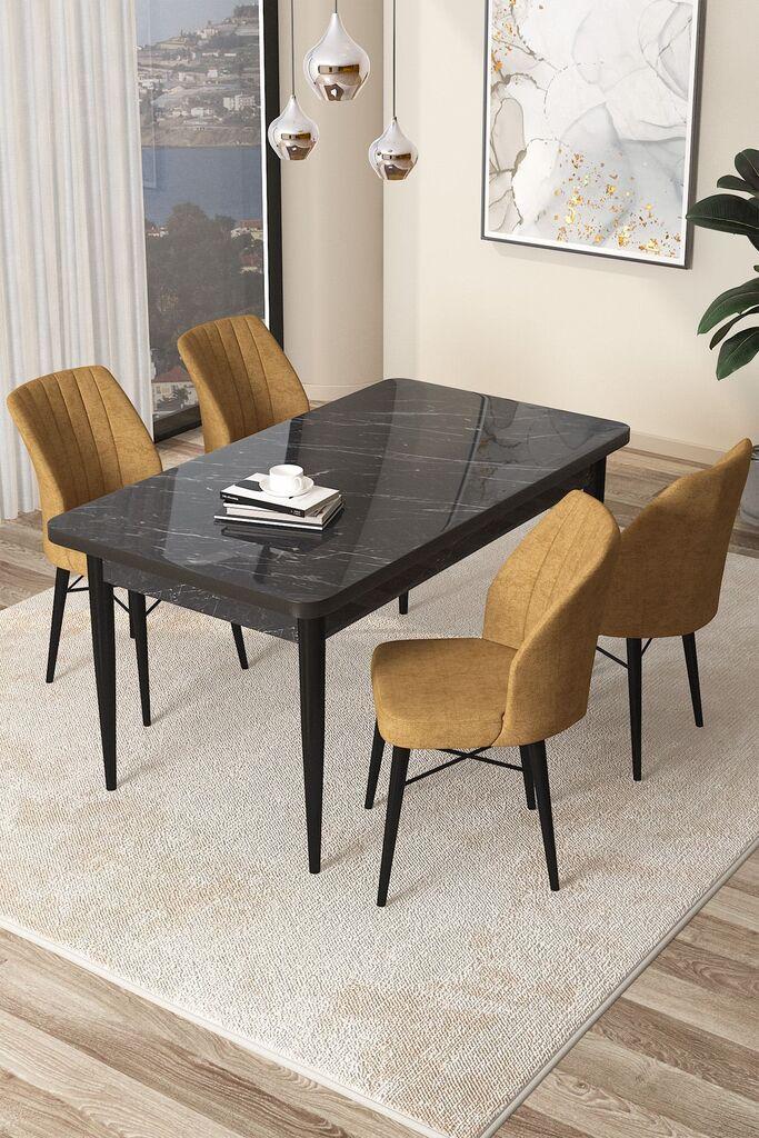 Hanah Home Set Trpezarijski sto i 4 stolice Arp, oker-crna