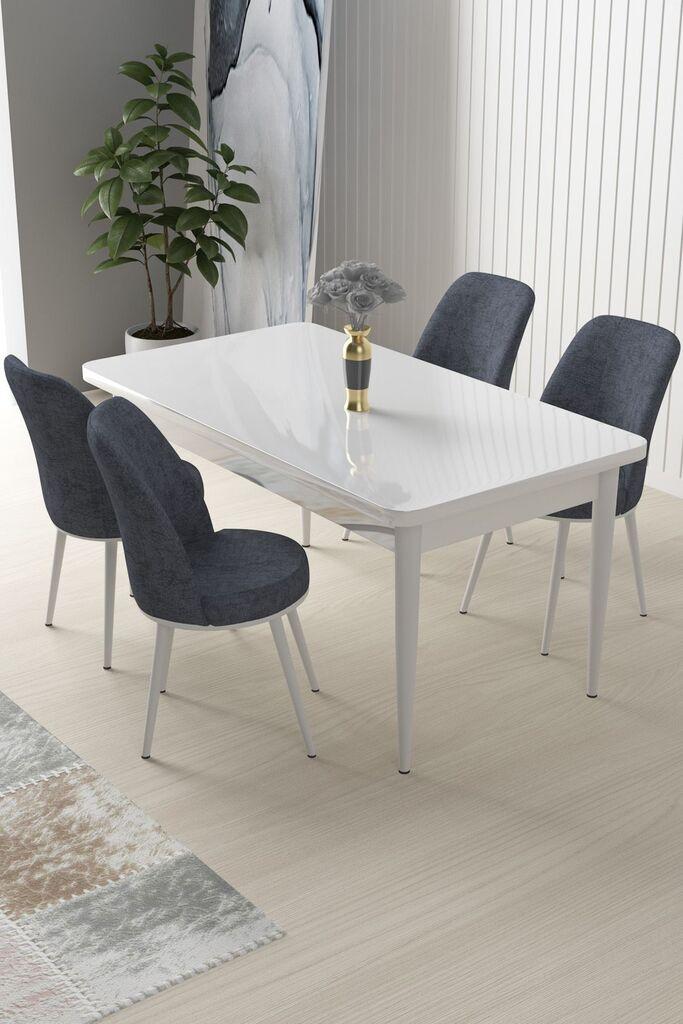 Hanah Home Set Trpezarijski sto i 4 stolice Nile, Teget-bijela