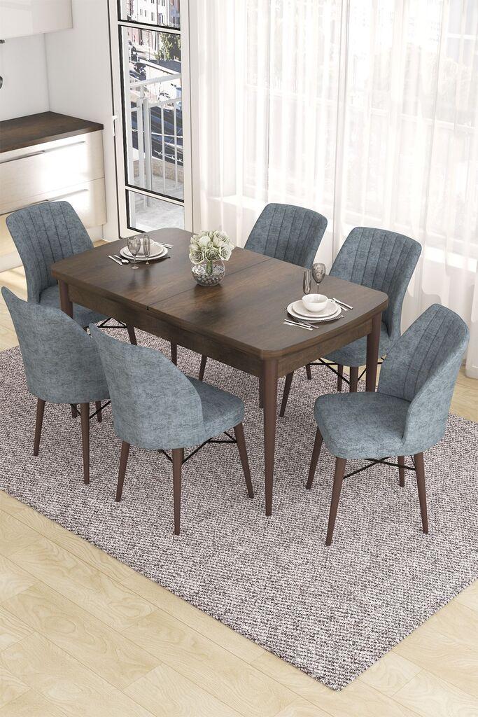 Hanah Home Set Trpezarijski sto i 6 stolica Eva, sivo-smeđa
