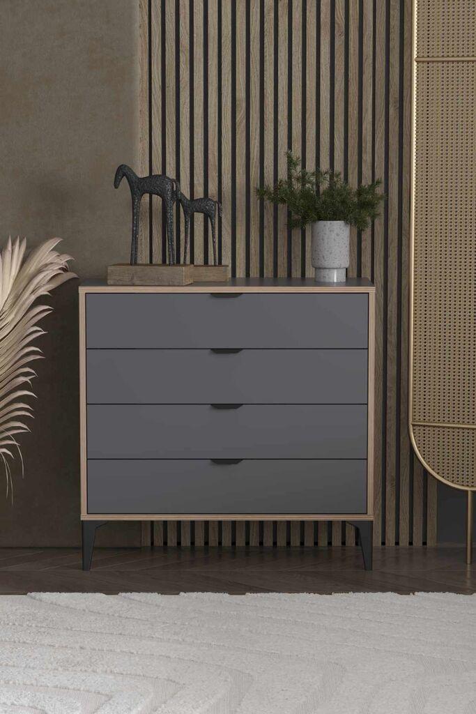Hanah Home Komoda s ladicama Arden 4, 90 x 88 x 40 cm, Antracit