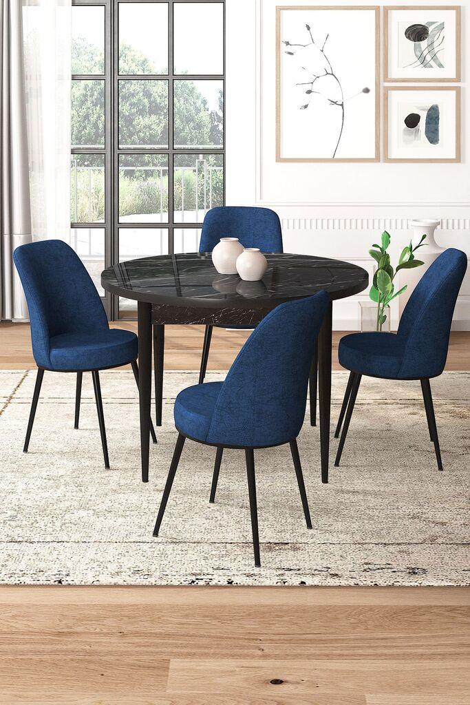 Hanah Home Set Trpezarijski sto i 4 stolice, tamnoplava