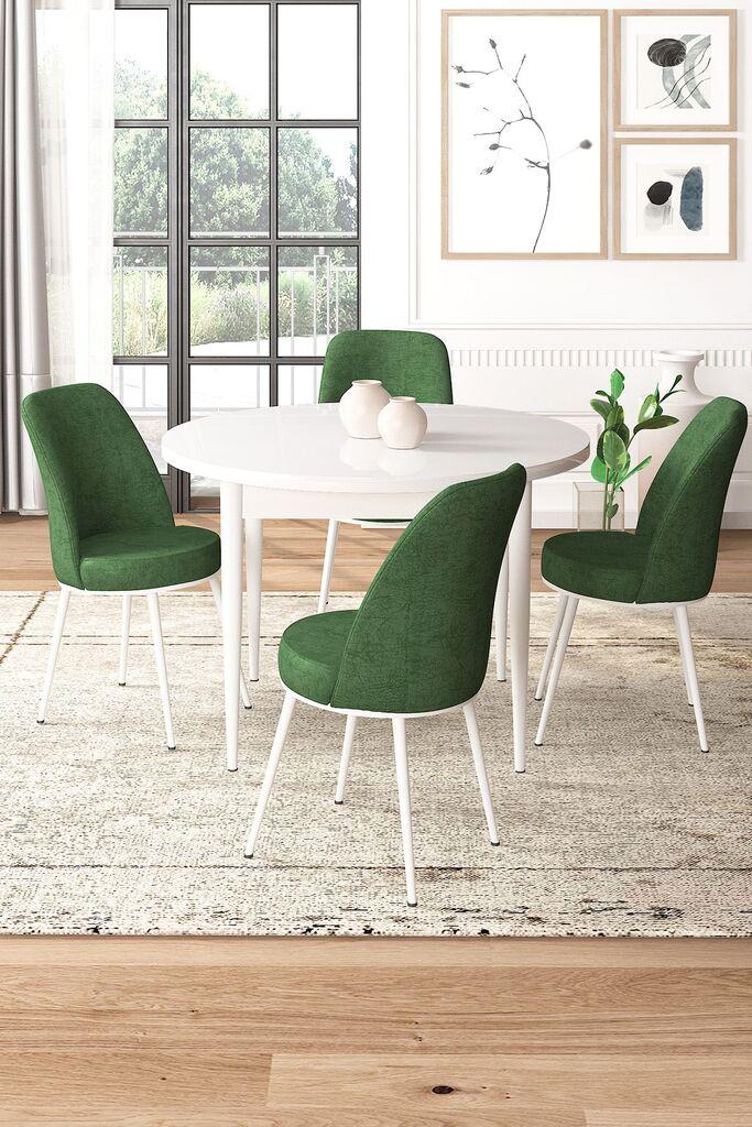 Hanah Home Set Trpezarijski sto i 4 stolice, zelena i bijela