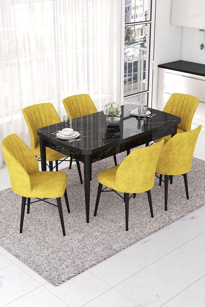 Hanah Home Set Trpezarijski sto i 6 stolica Nef, žuto-smeđa