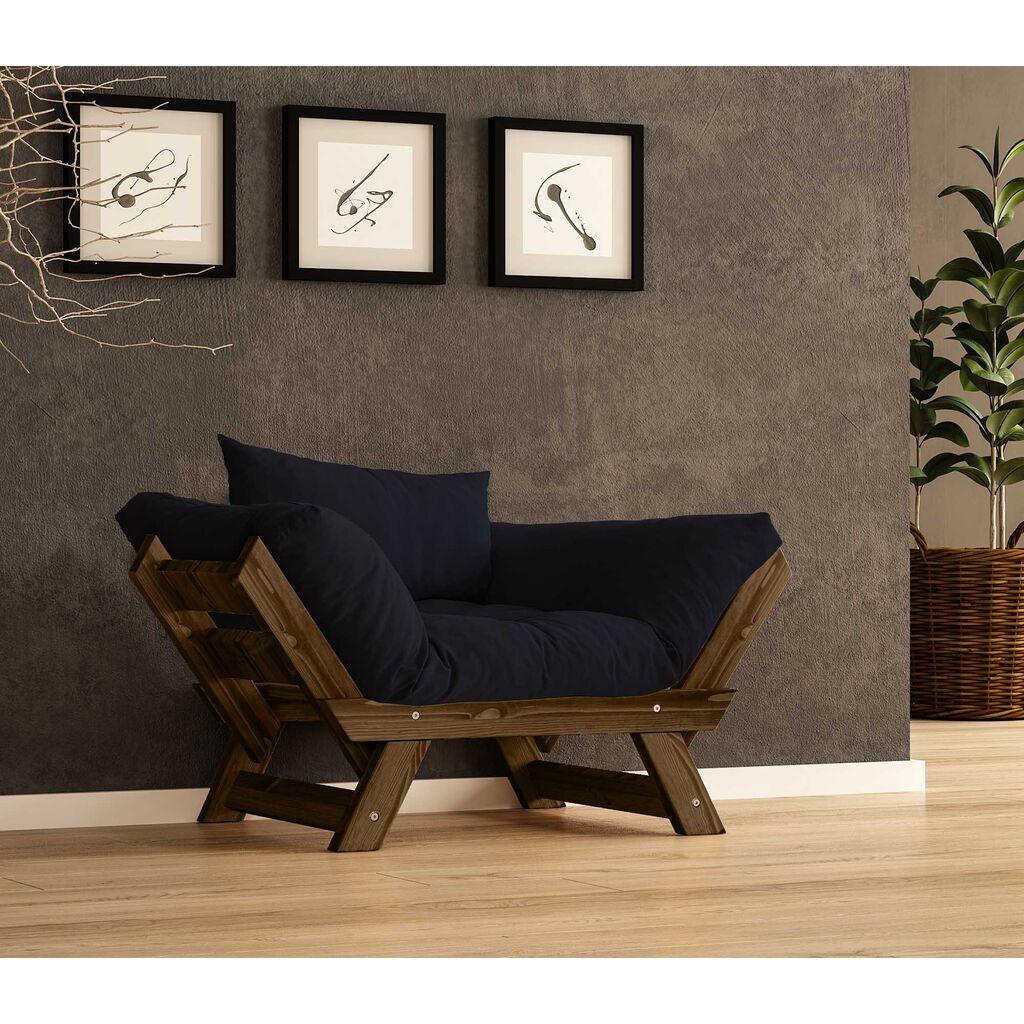 Hanah Home vrtna sofa s jednim sjedištem i jastukom, boja oraha i crna