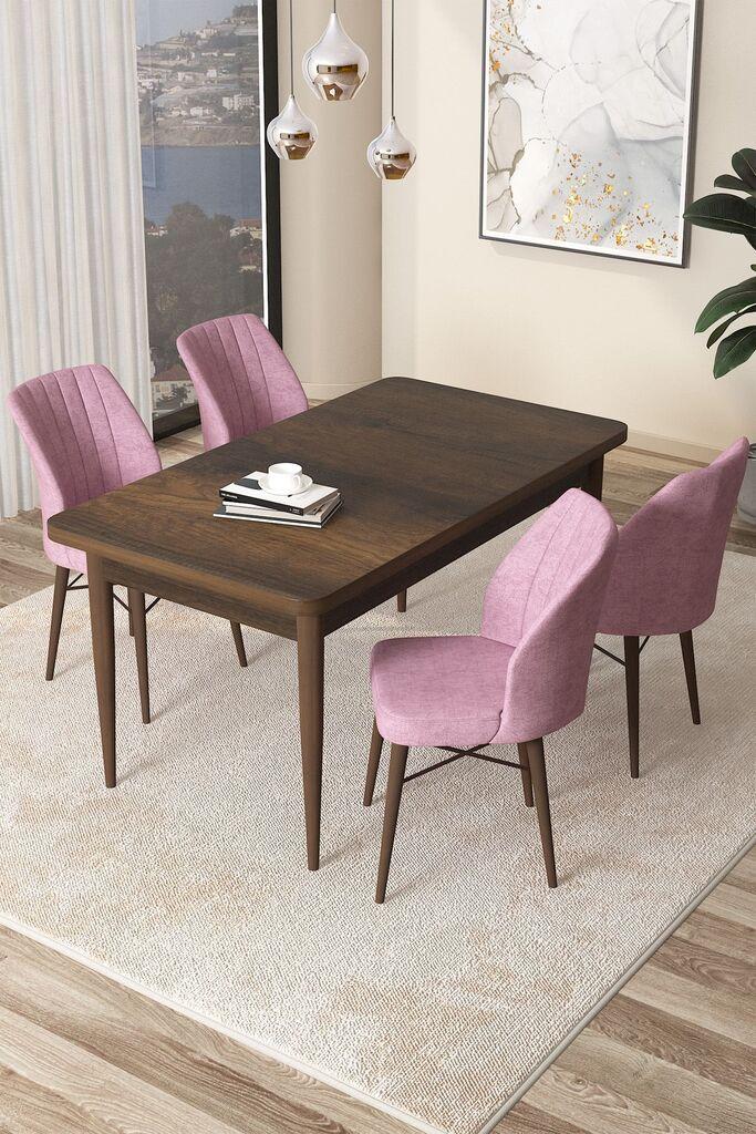 Hanah Home Set Trpezarijski sto i 4 stolice Arp, smeđe-roza