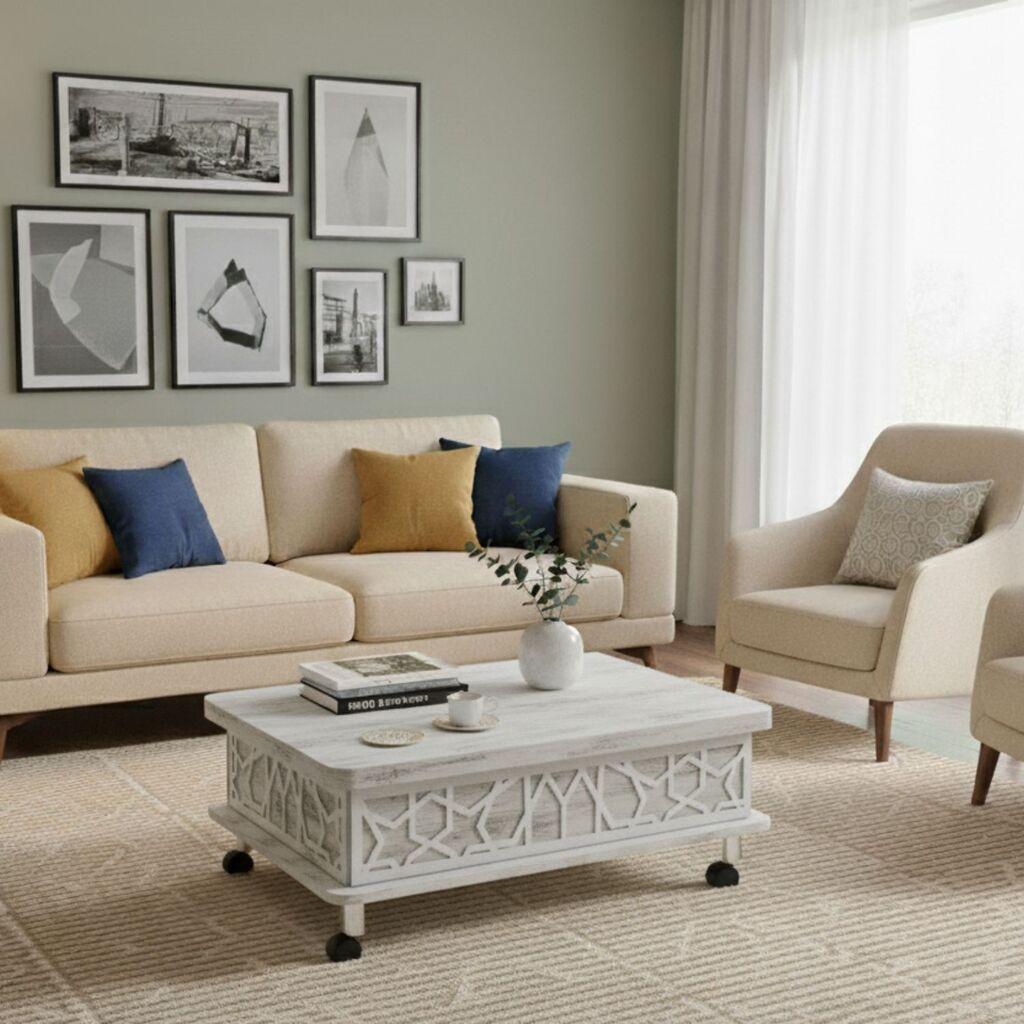 Hanah Home Stol za dnevni boravak Adt 90x40x60 cm, Prljavobijela