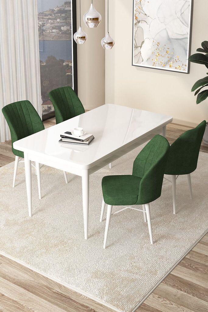 Hanah Home Set Trpezarijski sto i 4 stolice Arp, Zelena i bijela