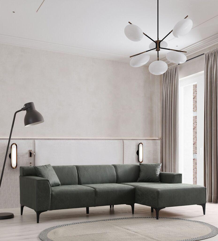 Atelier del Sofa Kutni set New Petra, L kut, 250x69x145 cm, Zelena