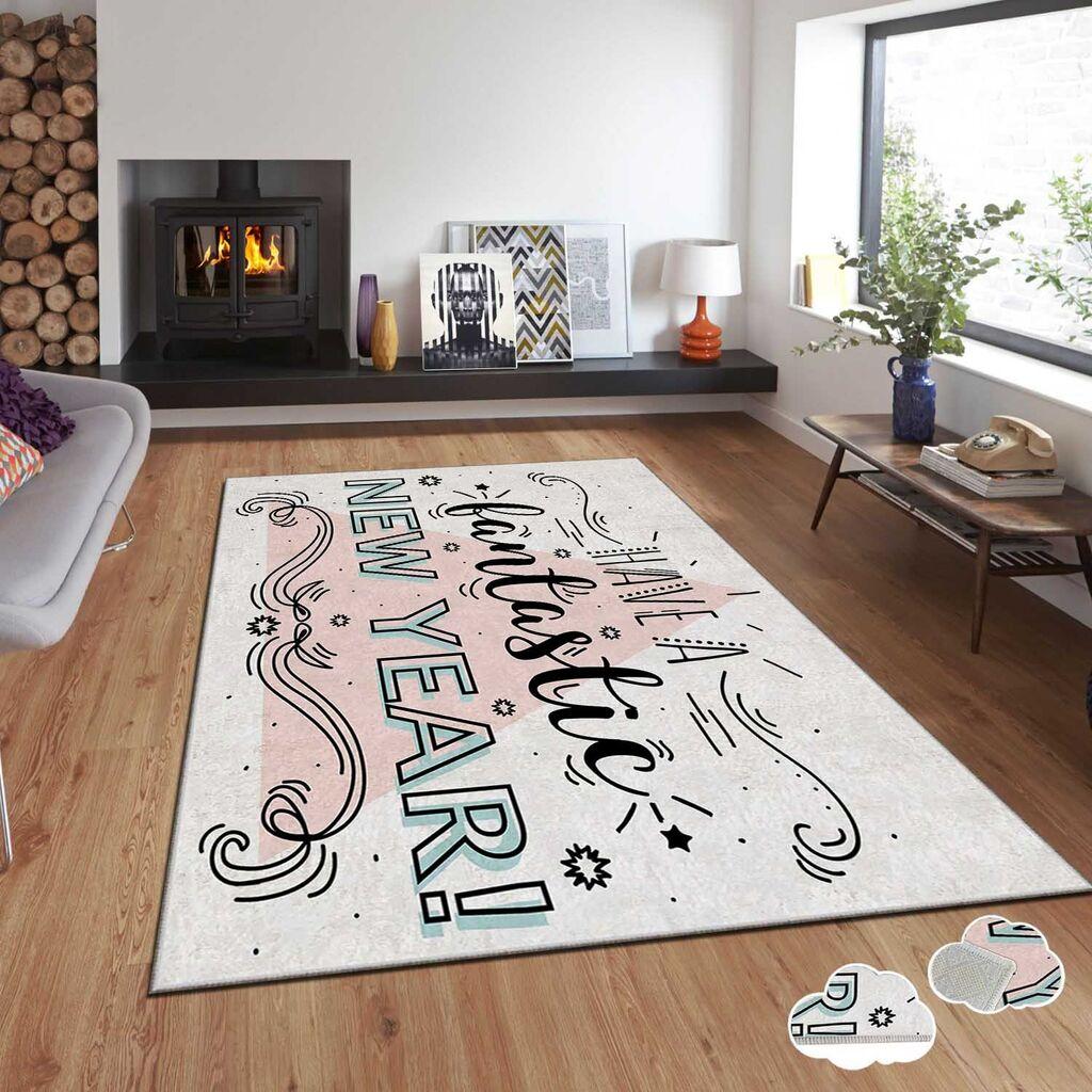 Conceptum Hypnose tepih s novogodišnjim motivima Asr-Crpt-77, Pravougaoni, 100 x 140 cm, Bež