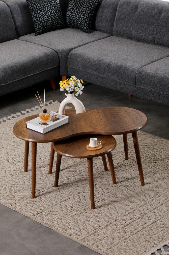 Hanah Home Marlo set klub stolova, 2 dijela, boja oraha