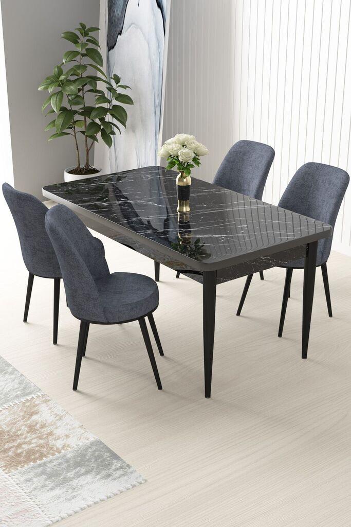 Hanah Home Set Trpezarijski sto i 4 stolice Nile, sivo-crna