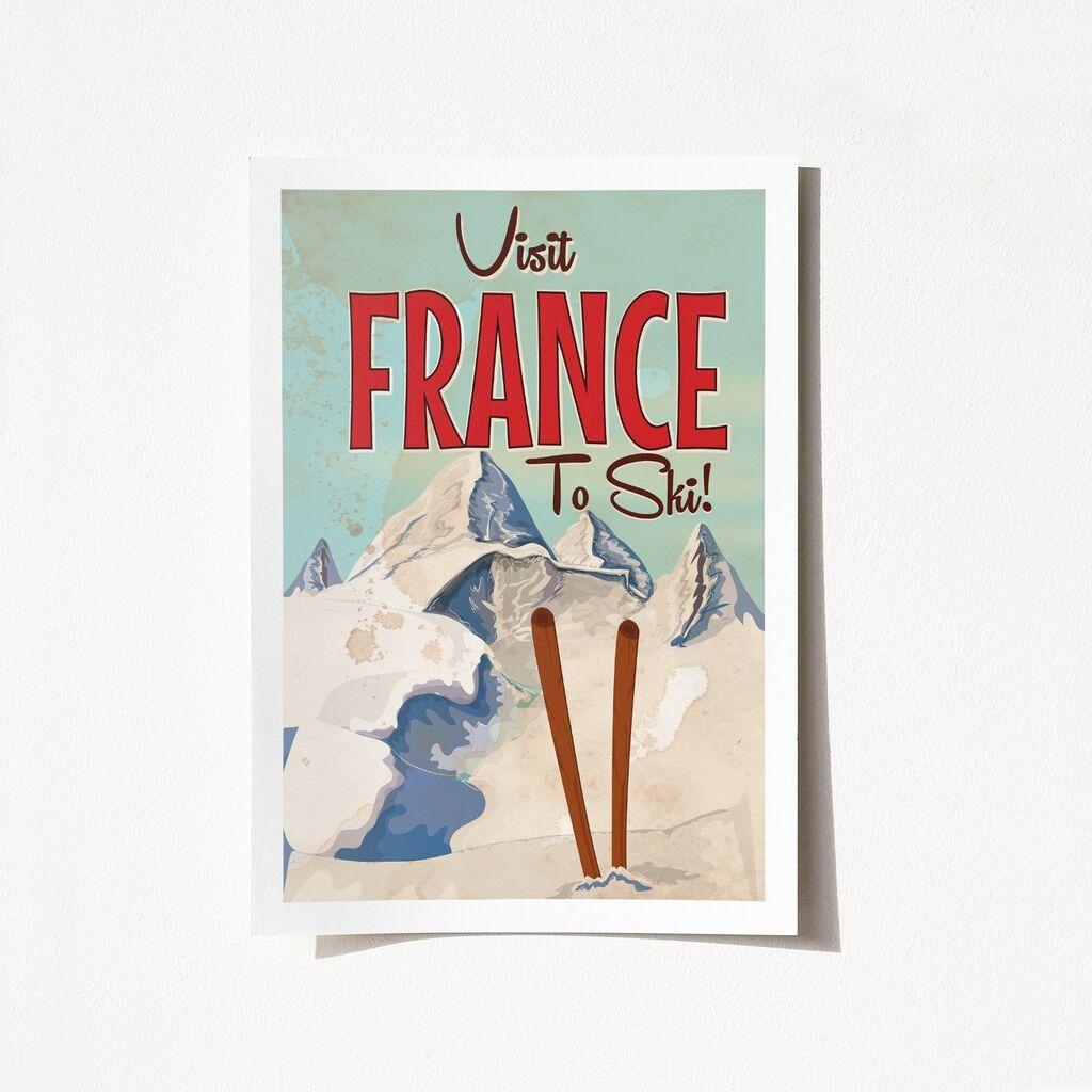 Wallity poster "Posjetite Francusku na skijanje" - 1952, 42x59,4 cm