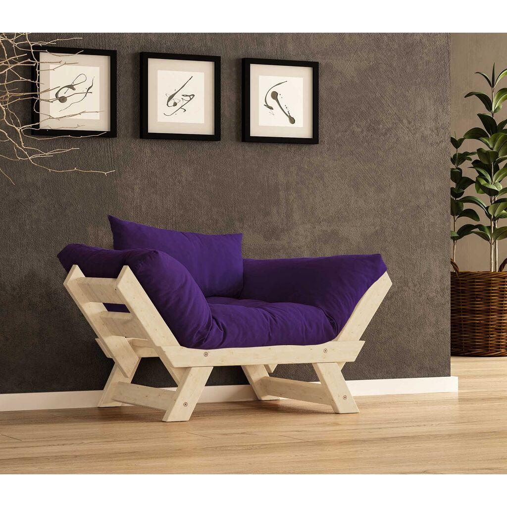 Hanah Home vrtna sofa s jednim sjedištem i jastukom, prirodna i ljubičasta
