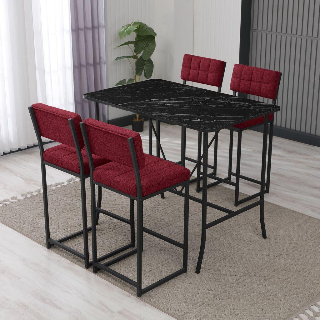 Hanah Home Set barskih stolova i stolica, 110 x 70 x 92 cm, 5 dijelova, Bordo