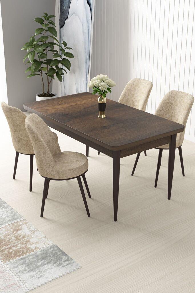 Hanah Home Set Trpezarijski sto i 4 stolice Nile, krem-smeđa