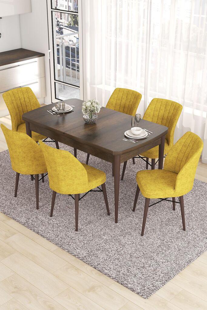 Hanah Home Set Trpezarijski sto i 6 stolica Eva, žuto-smeđa