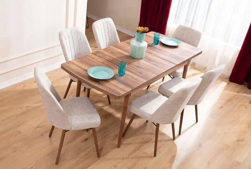 Hanah Home Trpezarijski sto i stolice Lidyana, krem