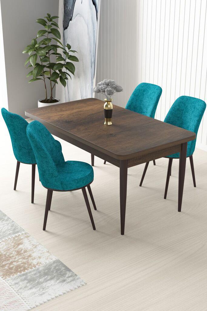 Hanah Home Set Trpezarijski sto i 4 stolice Nile, tirkizno-smeđa