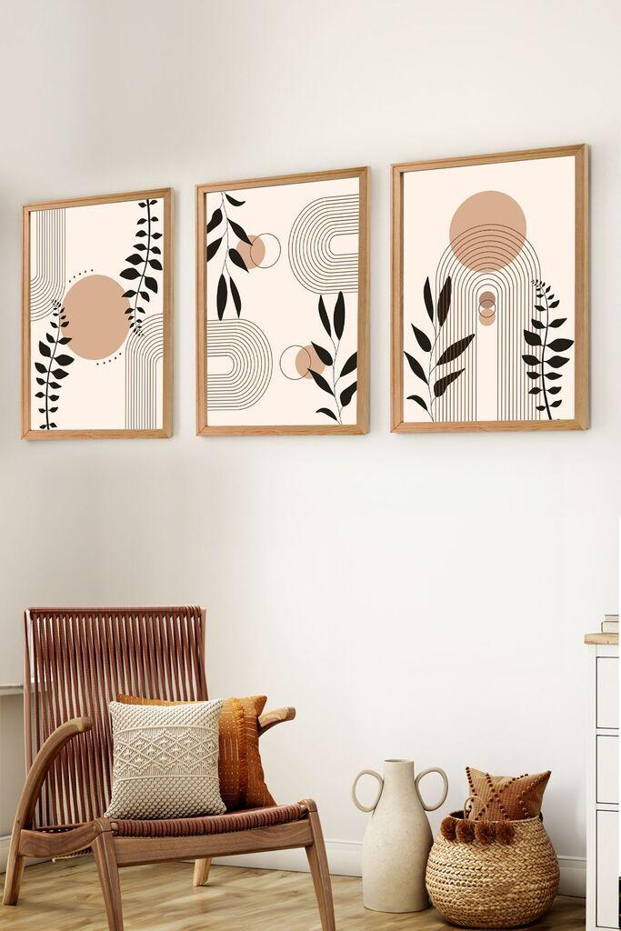 Wallity Set uramljenih MDF slika Myk3001-3, 3 dijela