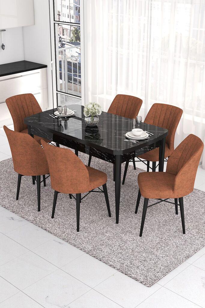 Hanah Home Set Trpezarijski sto i 6 stolica Eva, Terakota
