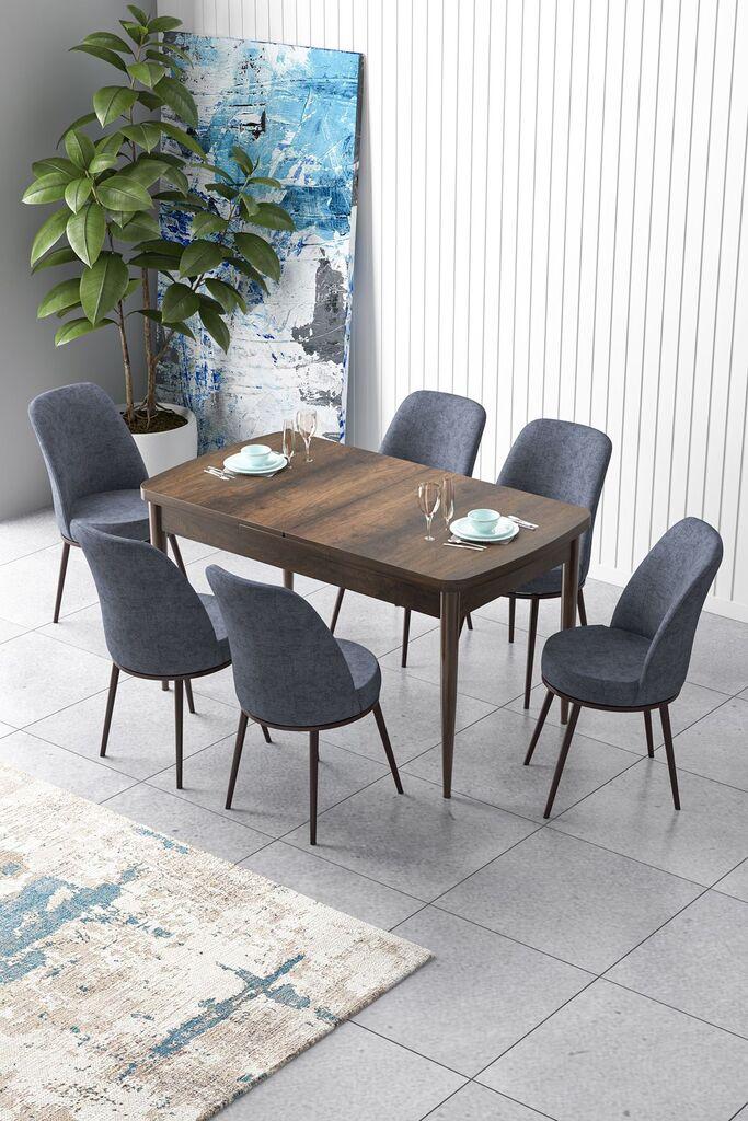 Hanah Home Set Trpezarijski sto i 6 stolica Zen, sivo-smeđa