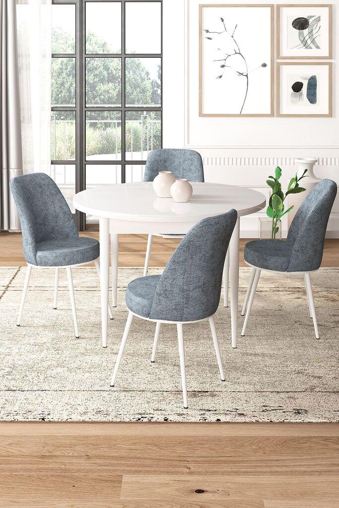 Hanah Home Set Trpezarijski sto i 4 stolice, sivo-bijela