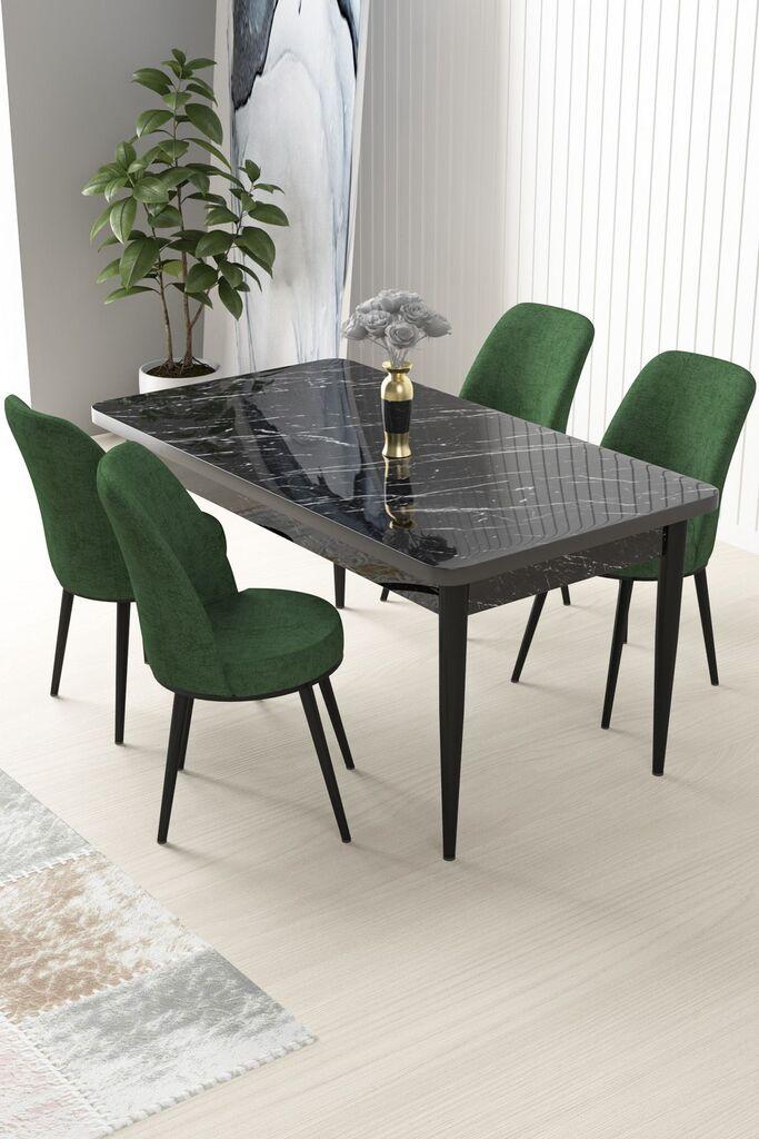 Hanah Home Set Trpezarijski sto i 4 stolice Nile, zelena i crna