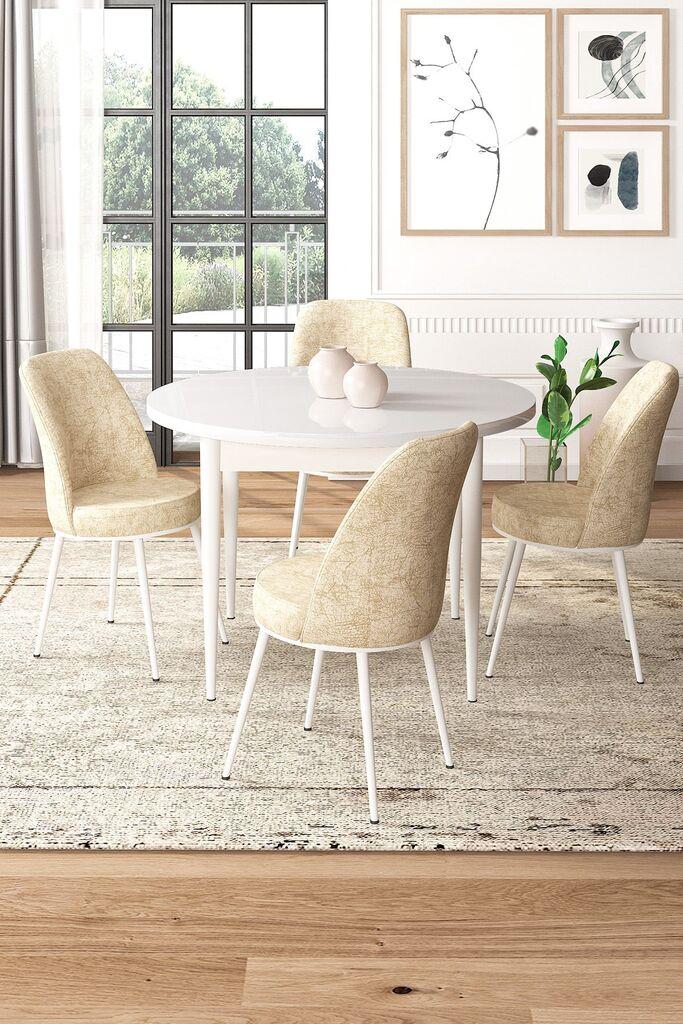 Hanah Home Set Trpezarijski sto i 4 stolice, bež i bijela