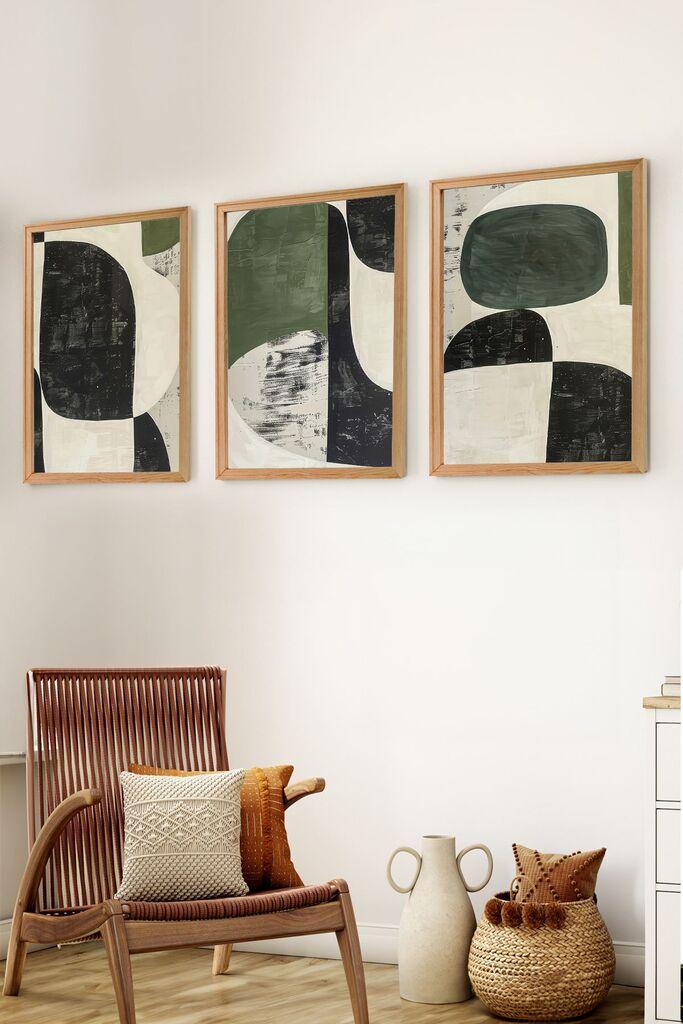 Wallity Set uramljenih MDF slika Myk3015-3, 3 dijela