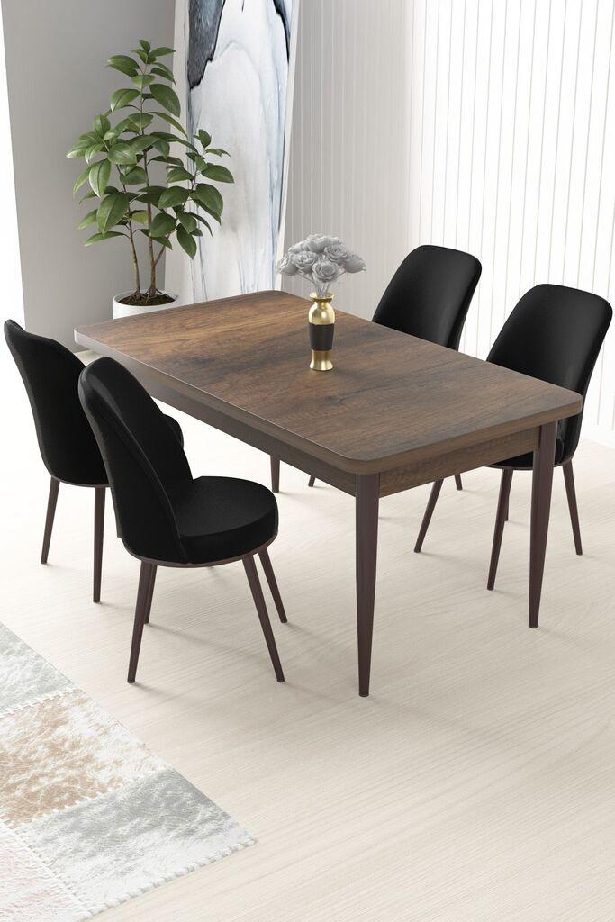 Hanah Home Set Trpezarijski sto i 4 stolice Nile, smeđe-crna