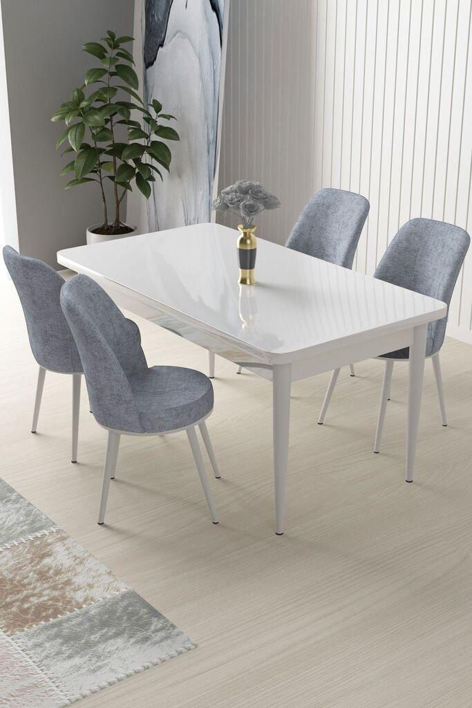 Hanah Home Set Trpezarijski sto i 4 stolice Nile, sivo-bijela