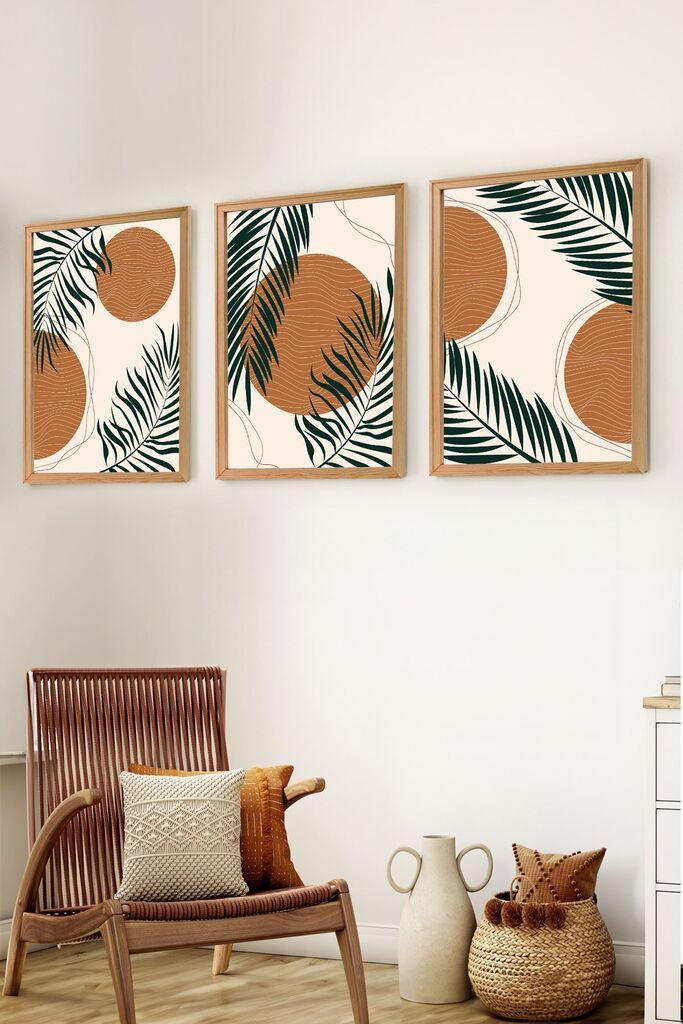 Wallity Set uokvirenih MDF slika Myk3009-2, 3 komada