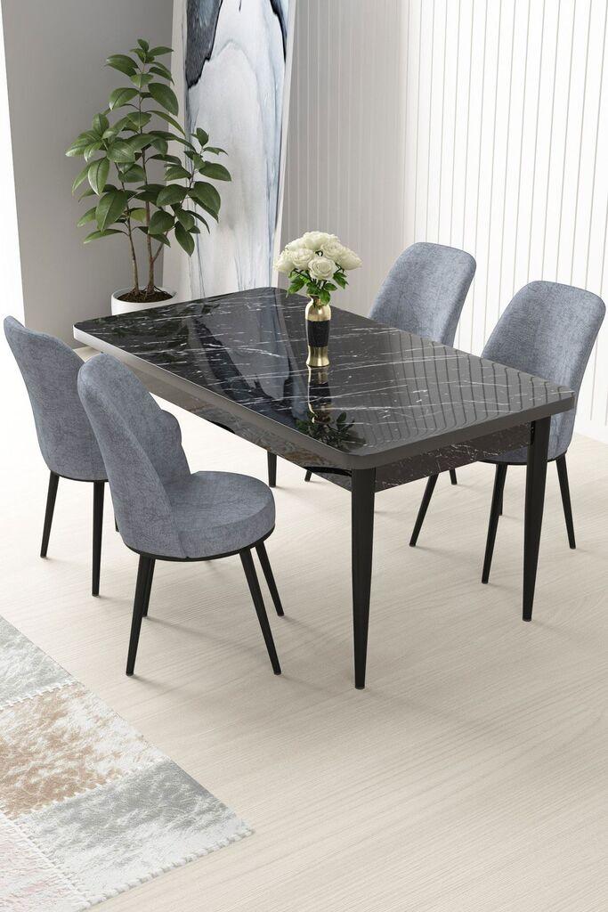 Hanah Home Set Trpezarijski sto i 4 stolice Nile, sivo-crna