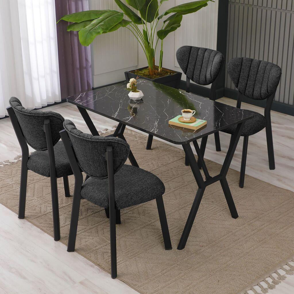 Hanah Home Trpezarijski sto i stolice Elma, Antracit