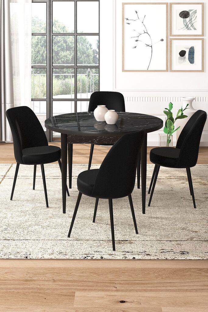 Hanah Home Set Trpezarijski sto i 4 stolice, crna
