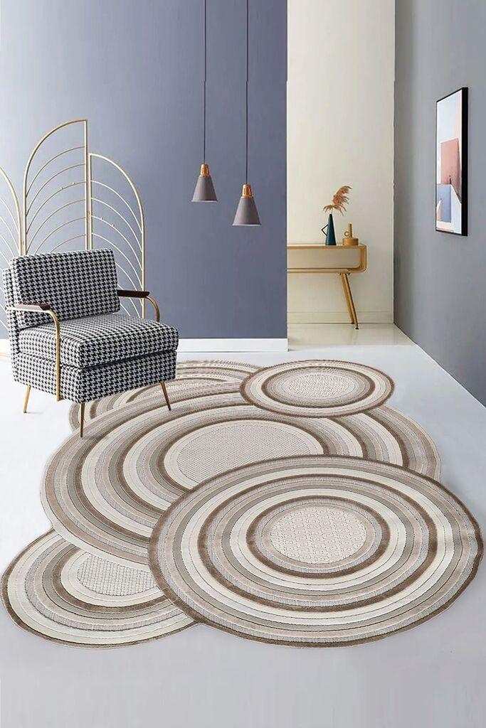 Conceptum Hypnose tepih Amorf-Ar002, okrugli, 120 x 180 cm, krem-bež