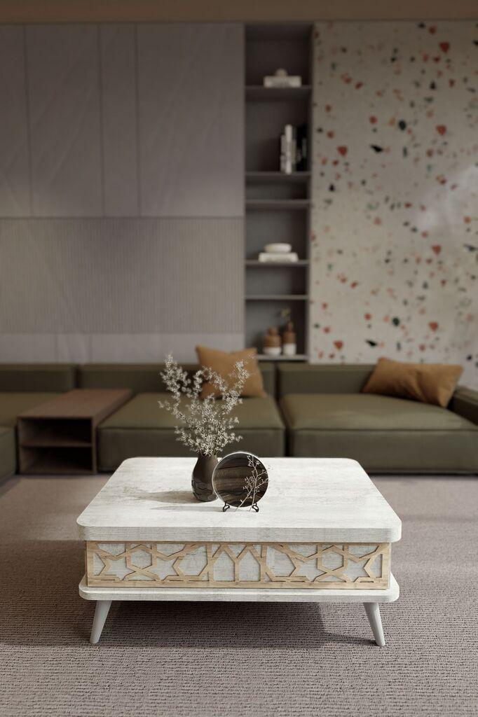 Hanah Home Stol za dnevni boravak Ottowa Ada 90x38x60 cm, Prljavobijela