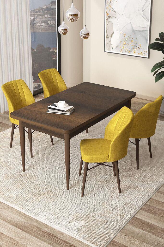 Hanah Home Set Trpezarijski sto i 4 stolice Arp, žuto-smeđa