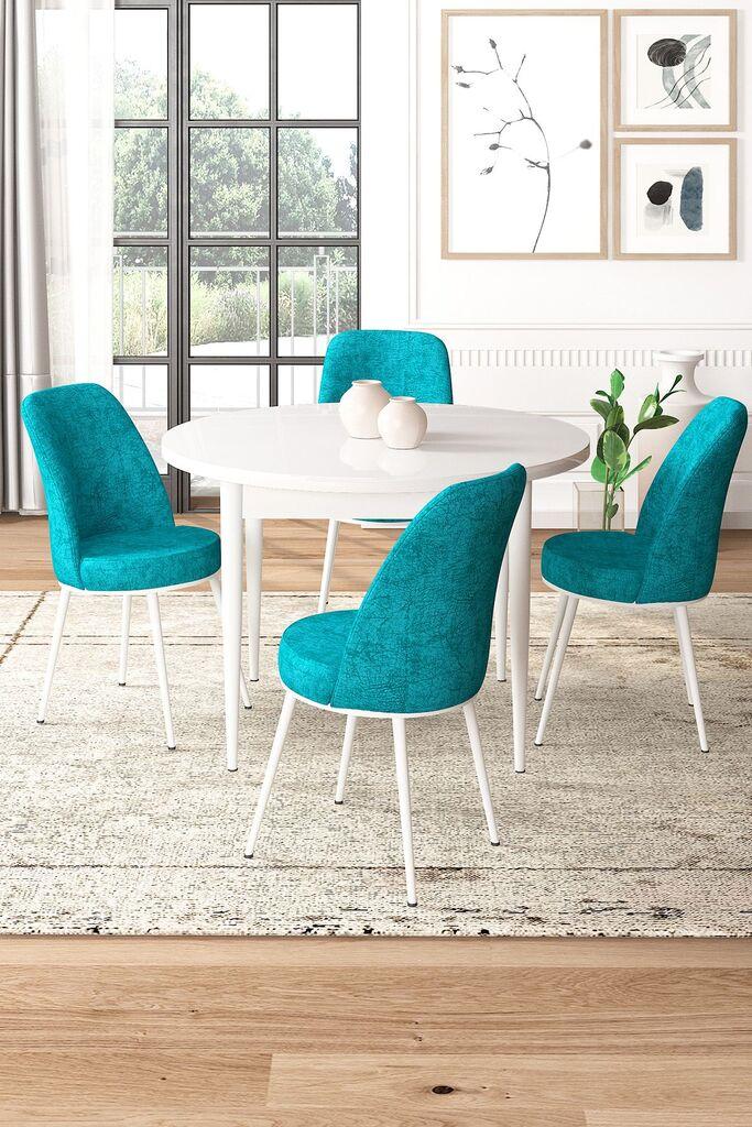 Hanah Home Set Trpezarijski sto i 4 stolice, tirkizna i bijela